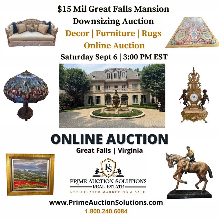 $15 Million Great Falls Luxury Mansion Downsizing Online Auction