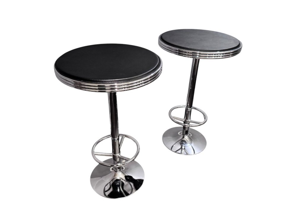 Retro Chrome Pub Tables, Pair, 40"