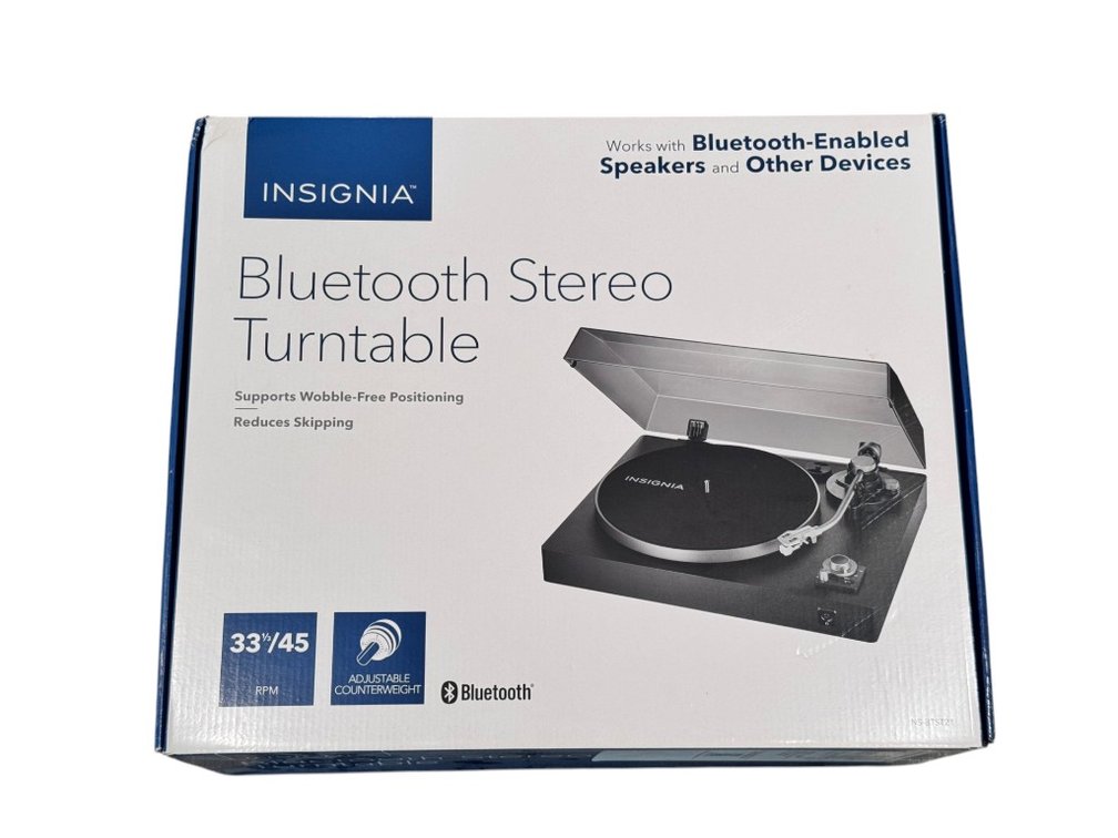 Insignia Bluetooth Stereo Turntable with Wobble-Free Positioning