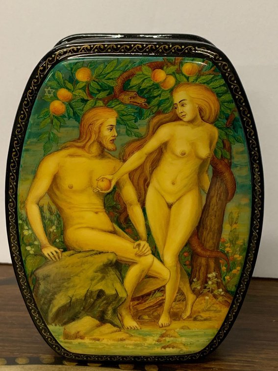 Russian enamel box hand painted.