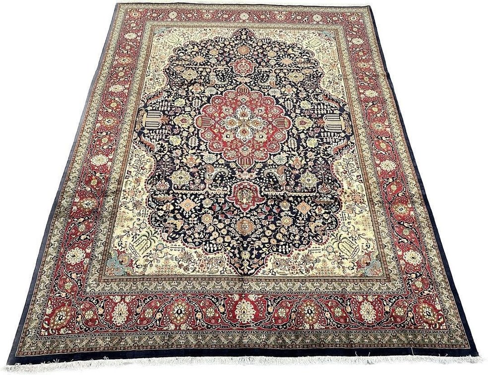 $22,400 Persian Tabriz Hand-Knotted Wool & Silk Rug — 9'4" x 13'1"