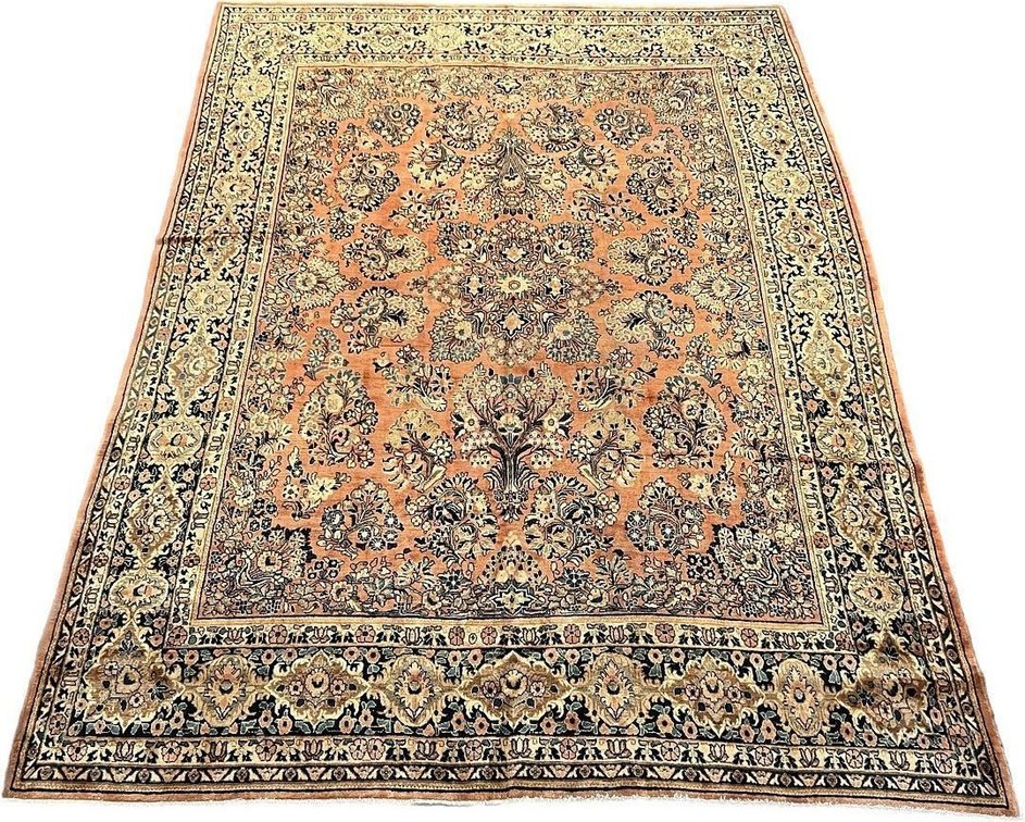 $22,400 Persian Semi Antique Sarouk Hand-Knotted Wool Rug — 8'10" x 11'9"