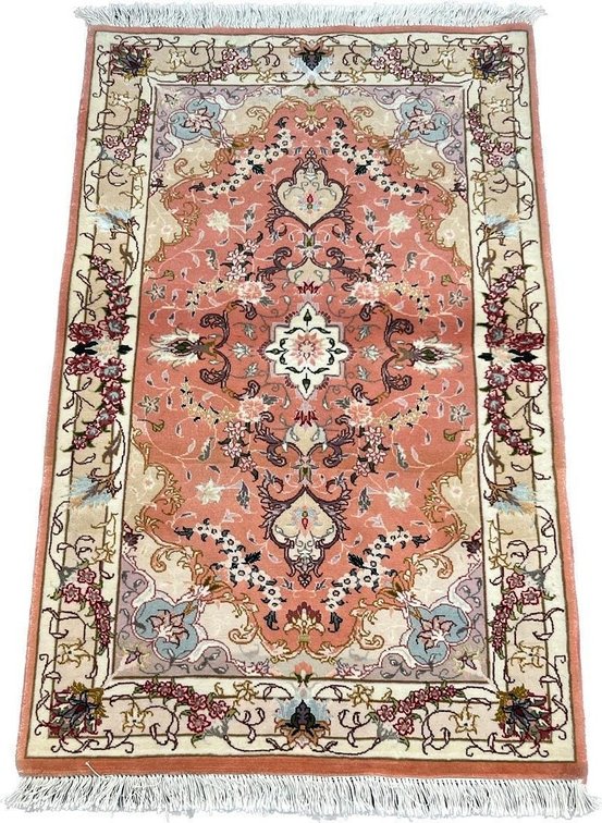 $4,000 Persian Tabriz Hand-Knotted Wool & Silk Rug — 2'8" x 4'2"