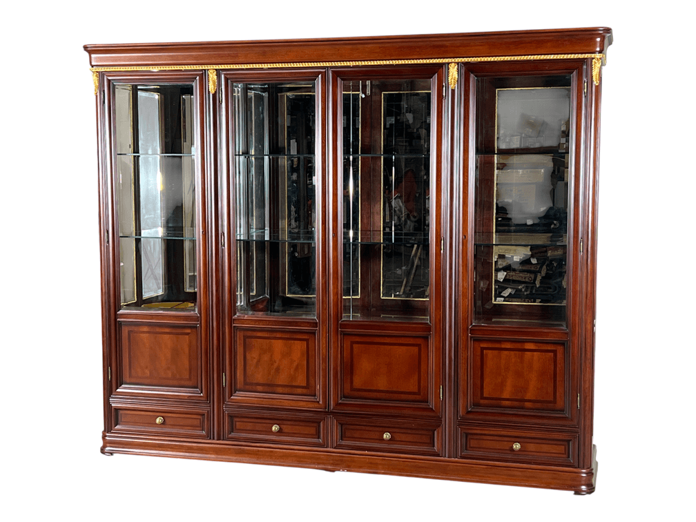 French Empire style mahogany display cabinet with gilt bronze mounts