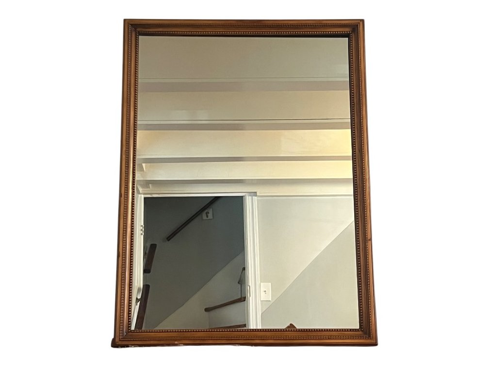 $3,750+ Italian Rectangular Beaded-and-Ribbon Moulded Wood Wall Mirror, Traditional Style, 44"