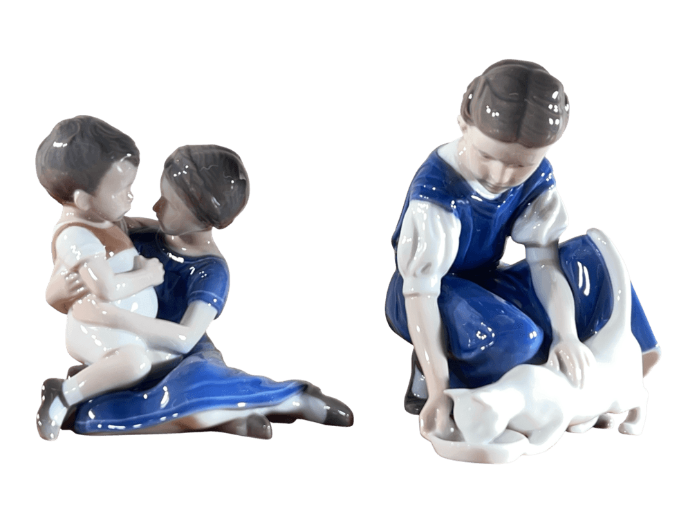 Pair Bing & Grøndahl Danish Porcelain Children Figurines, 6"