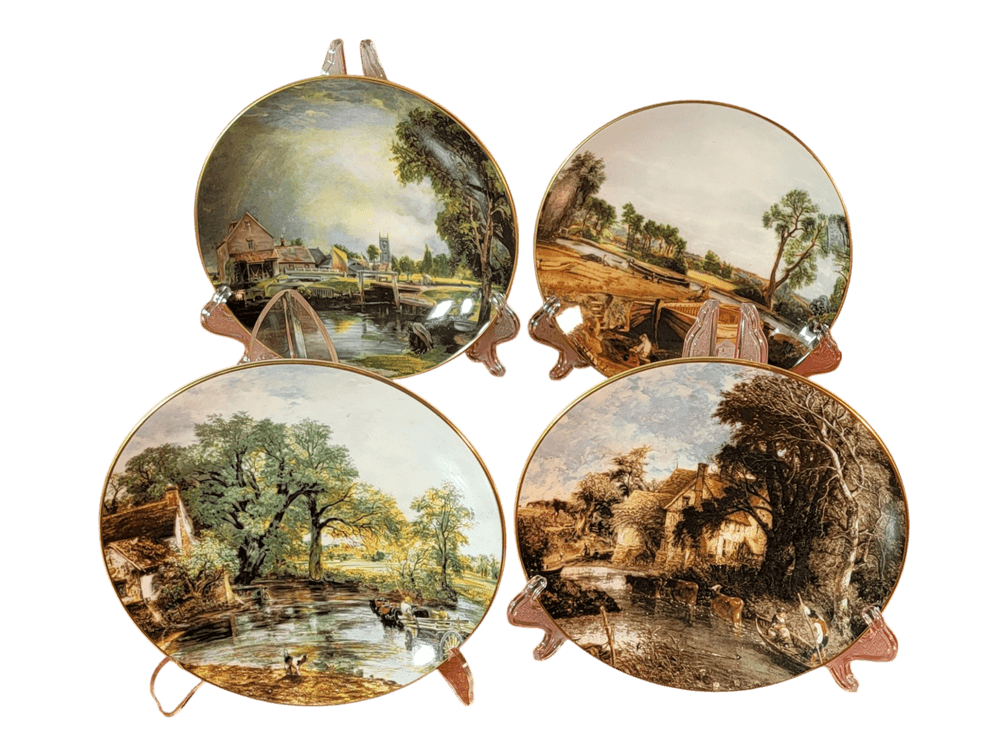 Crown Staffordshire "John Constable" Fine Bone China Collector Plate Group, Four (Staffordshire, England), 8" H
