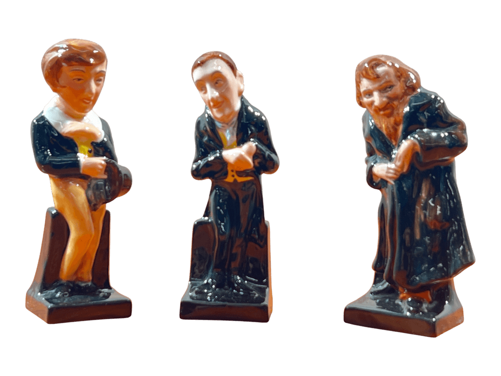 Royal Doulton “Dickens” Character Figurines: David Copperfield, Uriah Heep, and Fagin (Set of Three), 4" H