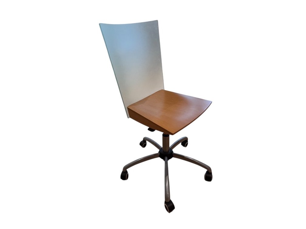 European Design Office Chair with Frosted Glass Back and Maple Seat