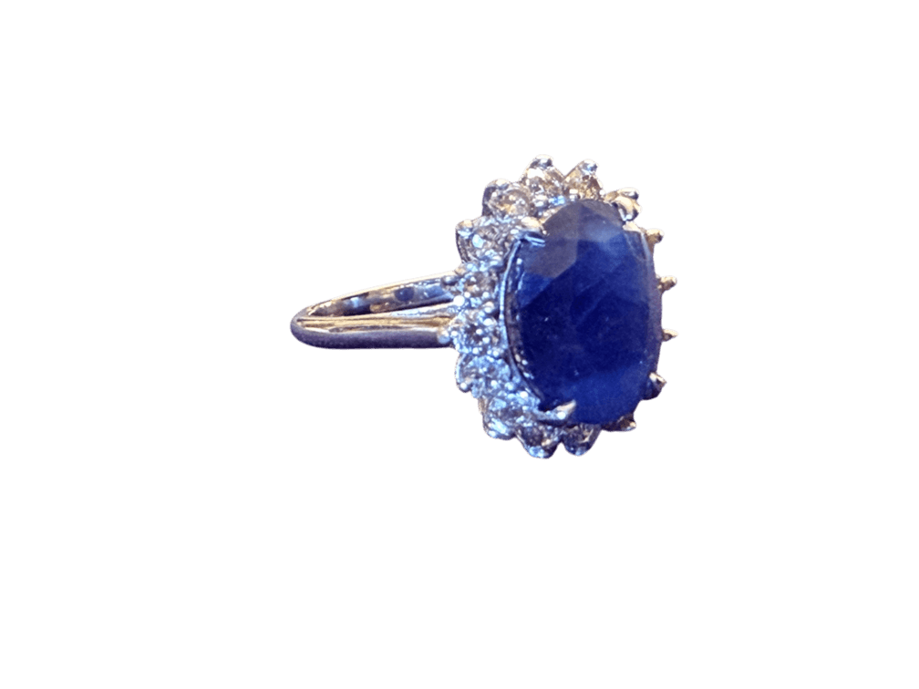7.82 ct Burmese Sapphire & 1 ctw Diamond Ring, 14K White Gold, No Heat