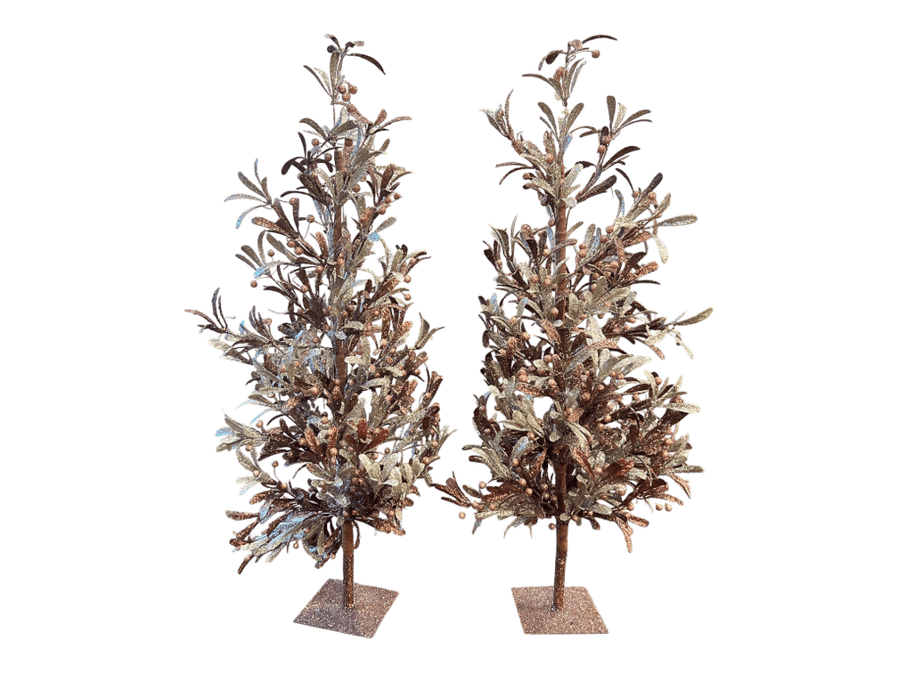 Pair of Glittered Artificial Branch Tree Decorations