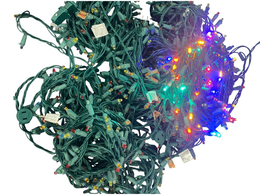 10 Strands Multi-Color LED Christmas String Lights with Green Wiring