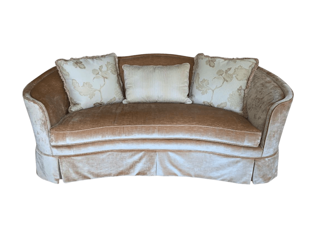 Century Furniture Velvet Upholstered Barrel Sofa