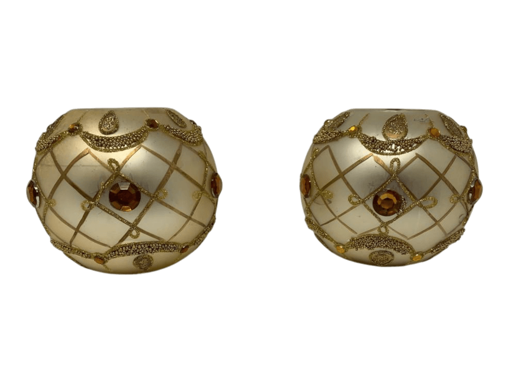 Bejeweled Gold Votive Candleholder Pair