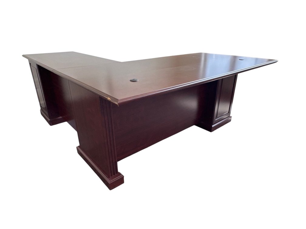 Executive L-Shape Pedestal Office Desk, 71 x 60 x 30”