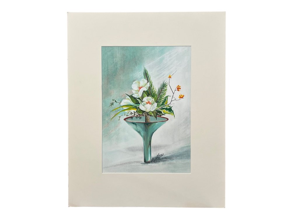 $950 Original Watercolor Floral Still Life, Hand Signed by Farah Saedi, Mounted on Acid-Free Foam Board — 16” x 20”