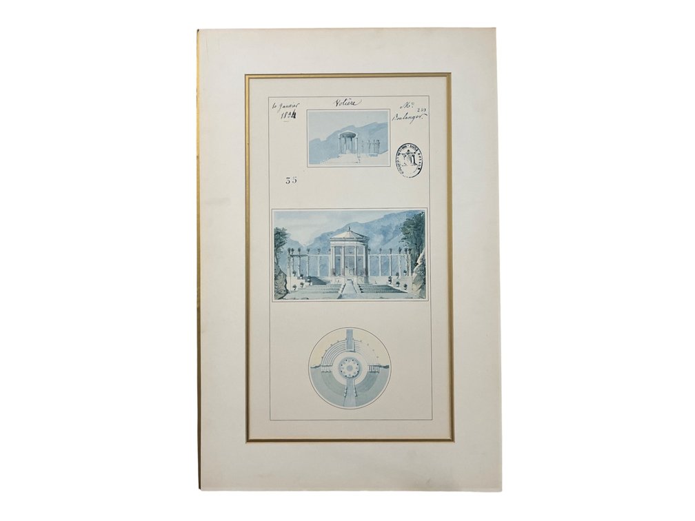 Architectural print "Volière" dated 10 janvier 1894, 17 x 27”