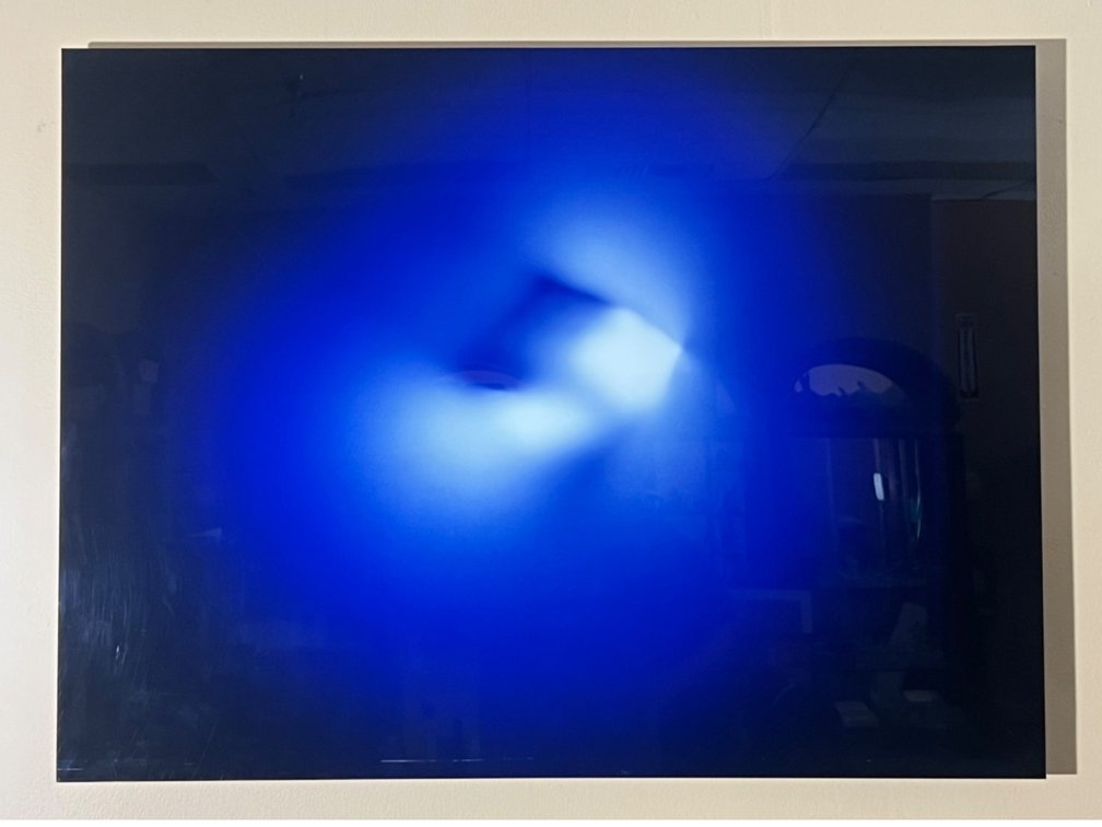Abstract wall art with blue luminous composition, 40 x 30”