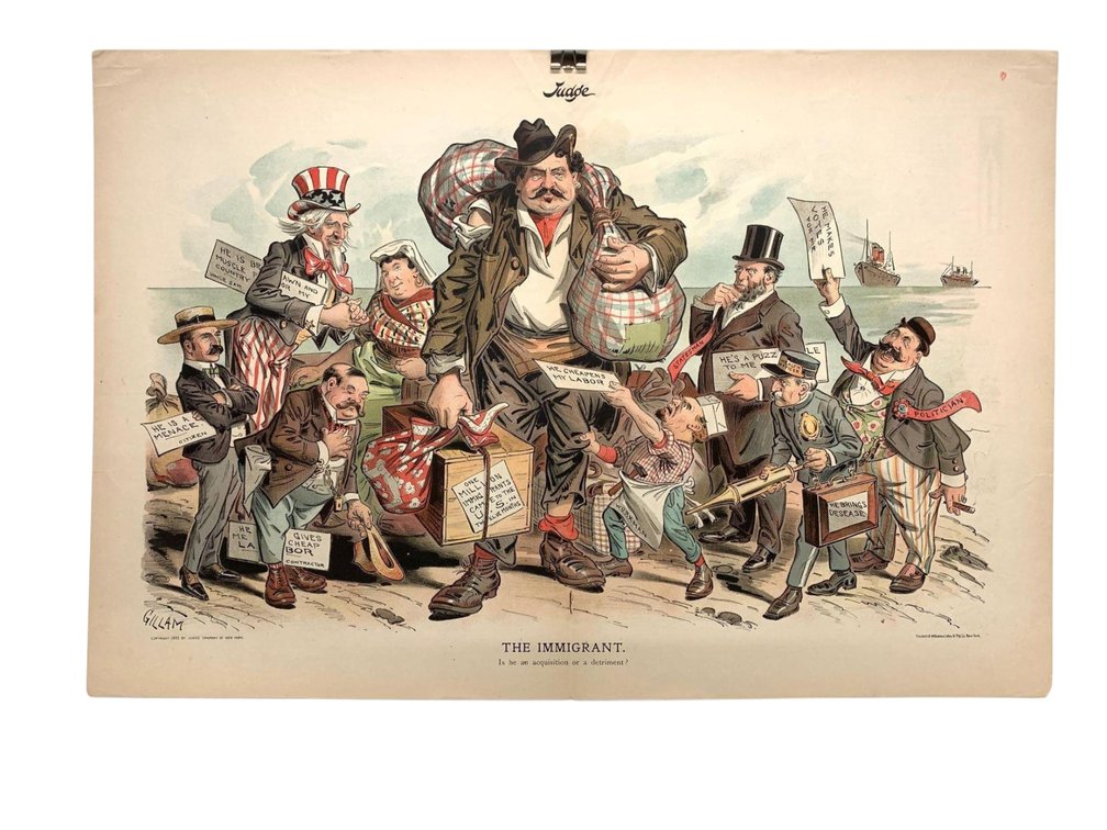 Political Cartoon Print "The Immigrant" After Gillam, 20"