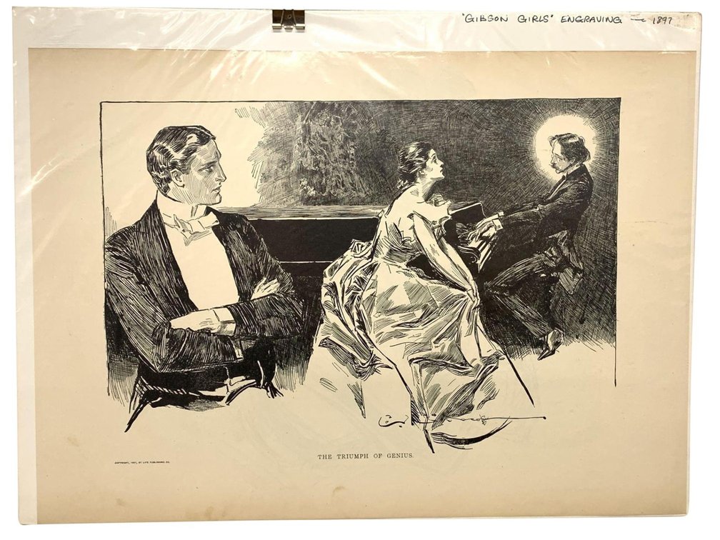 Illustration Print "The Triumph of Genius" Gibson Girls Engraving, 1897