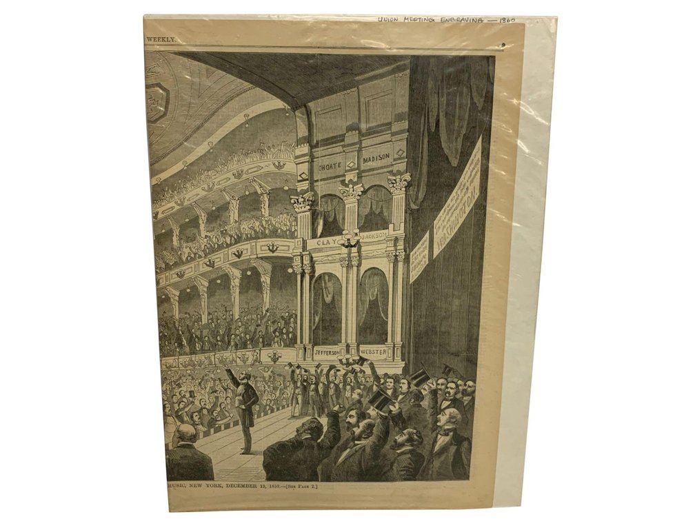 Engraving of Great Union Meeting at the Academy of Music, 1860