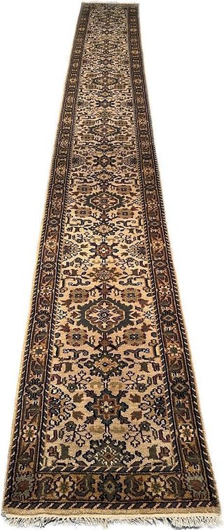 $1,660 Mahal Design Wool Runner Rug, 20'1"