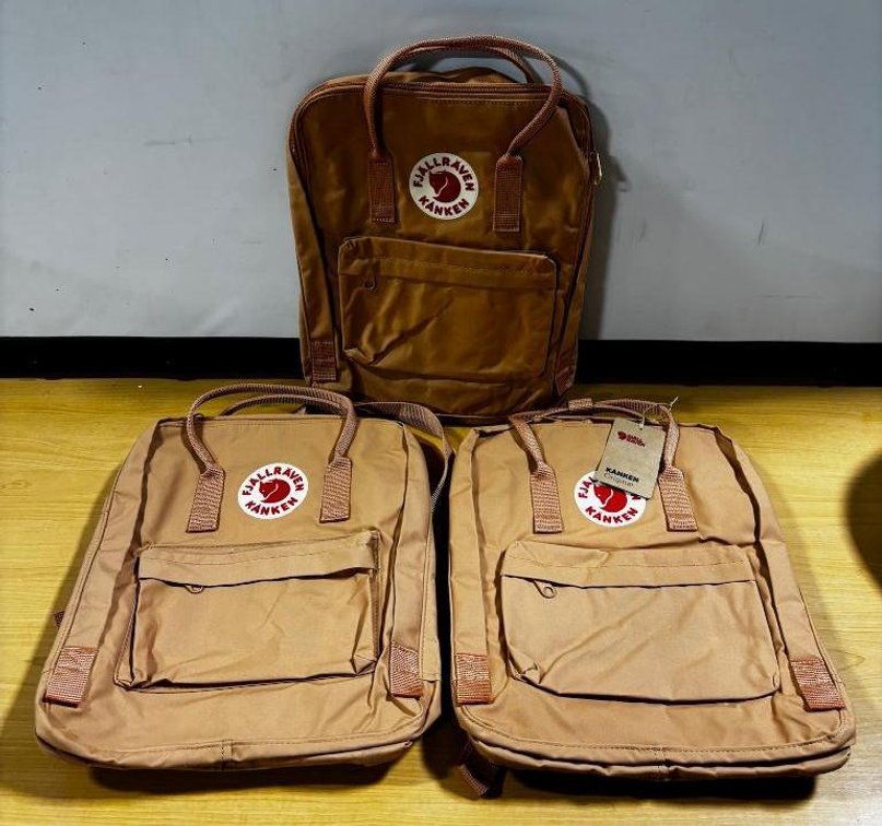 (3) Fjallraven Kanken Original Backpacks - Khaki Dust