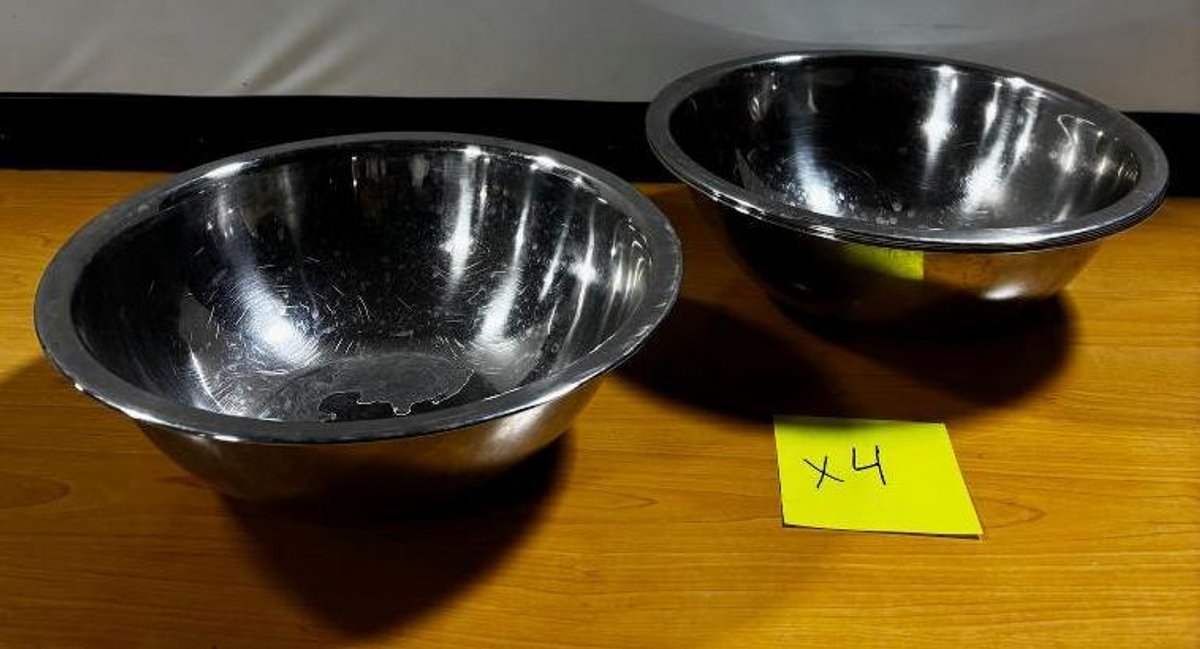 (4) 12" Stainless Steel Mixing Bowls