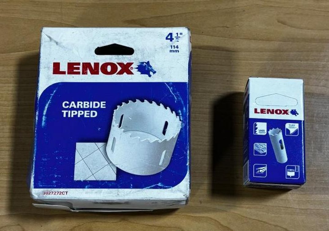 Lot of 2 Lenox Hole Saws - Carbide Tipped 4 1/2" & 3/4" 19mm