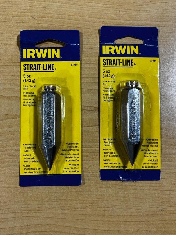 (2) Irwin 5 oz Strait-Line Hex Plumb Bobs