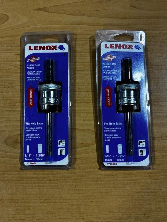 (2) Lenox 1779669 5L Snap-Back Hole Saw Arbors