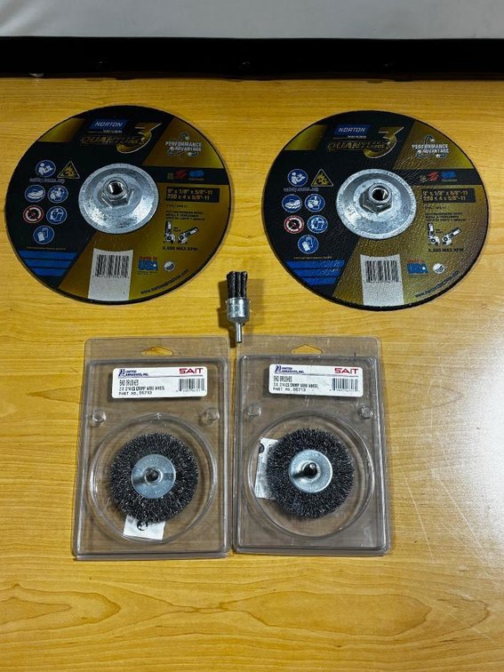 Lot of 5 Depressed Center Wheels, End Brush & Wire Wheels