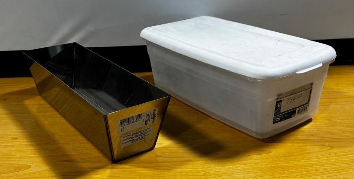 Lot of 2 Storage Tote & Mud Pan
