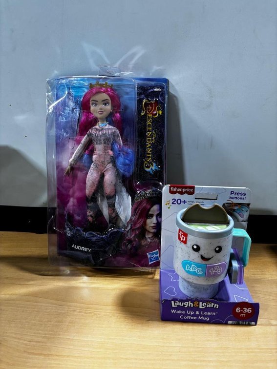 Lot of 2 Descendants Audrey Doll & Fisher Price Coffee Mug Toy