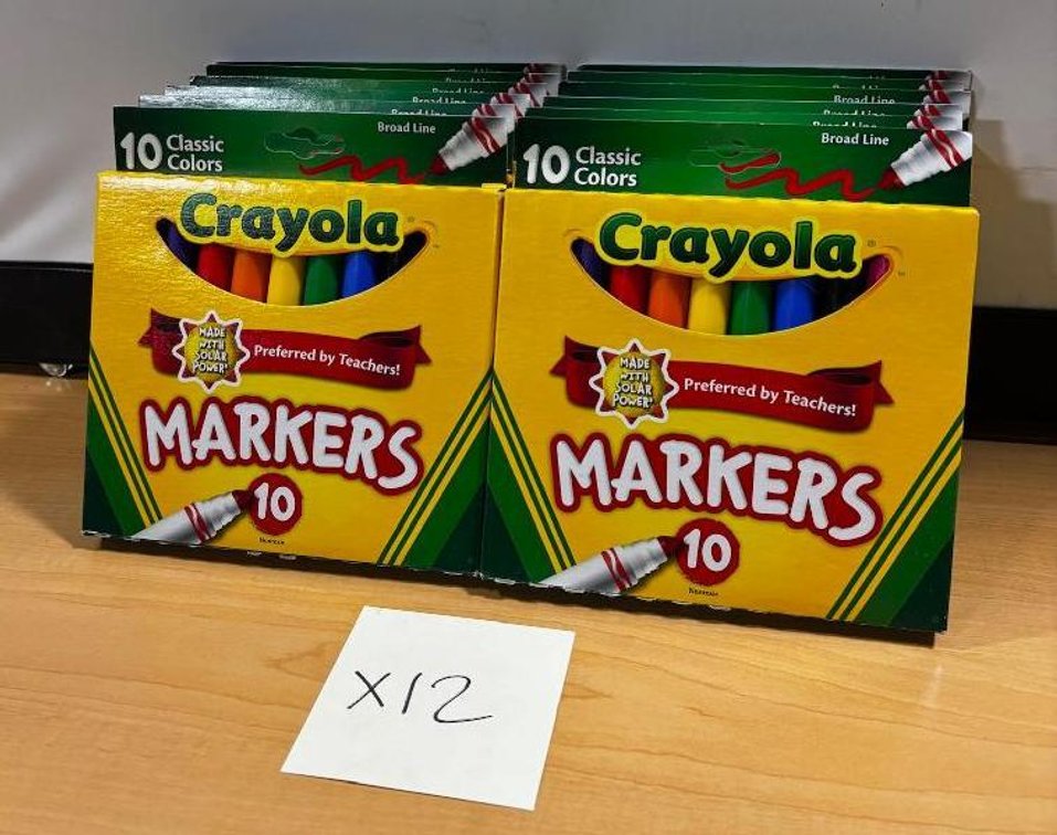 (12) Crayola 10-Color Broad Line Markers