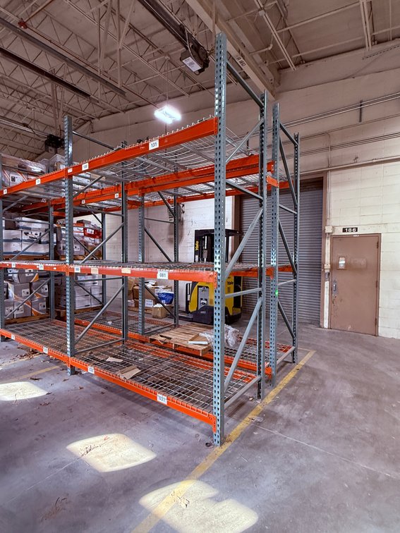 3 Sections of HD Pallet Racking w/ Wire Mesh Decking, 12ft High, 9ft Wide, 42in Deep Per Sections, ONE BID FOR ALL