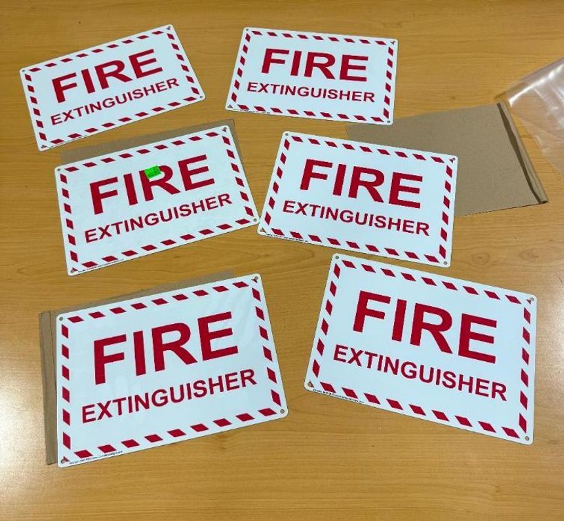 Lot of 6 New, Metal Fire Extinguisher Signs