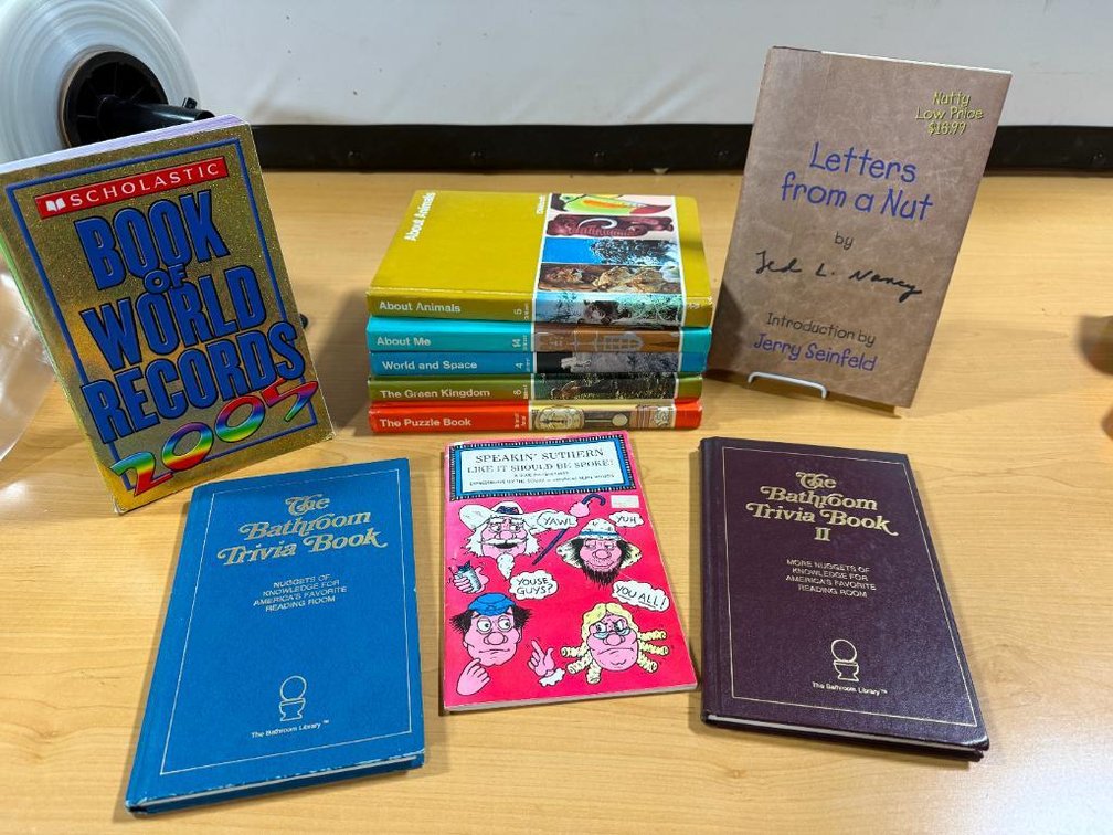 Lot of Vintage Books, 4 Kids Educational Books, World Records, (2) Bathroom Trivia Books, Letters from a Nut