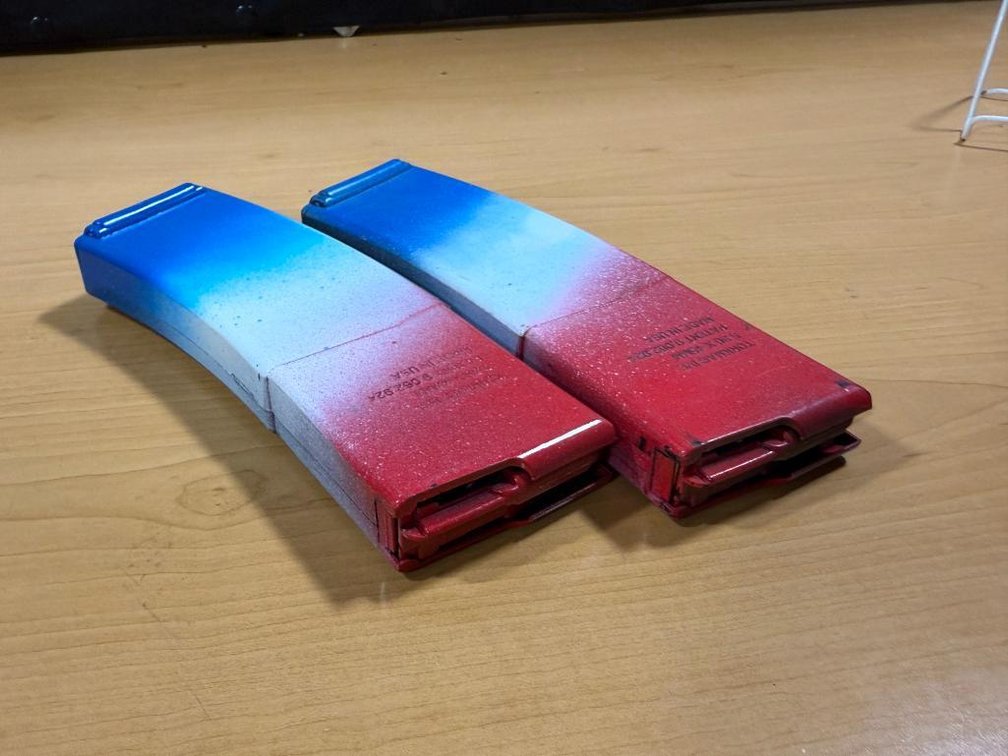 Lot of 2, USA Painted TorkMag 5.56 x 45mm Gun Ammo Magazines, Approx. 20rnd
