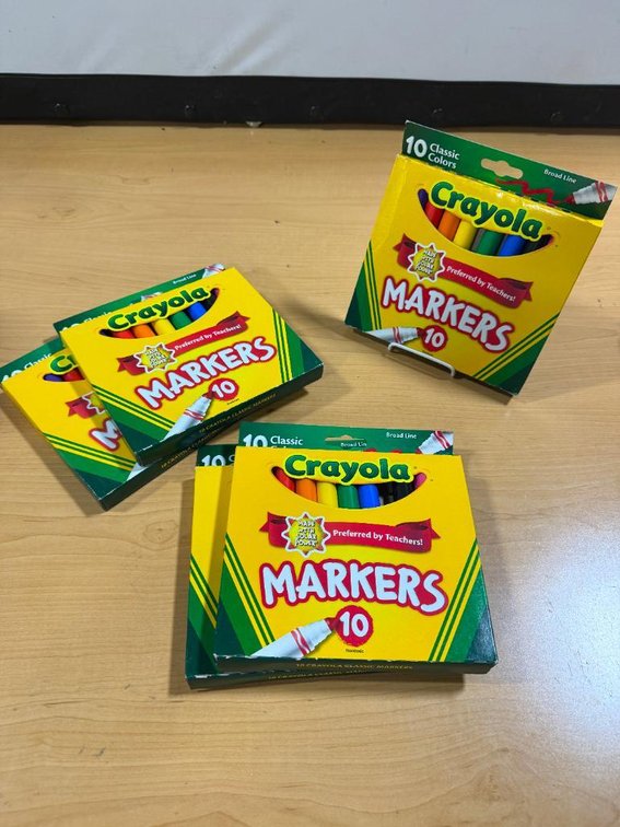 Lot of 5, New, 10 Packs, Crayola Primary Color Markers