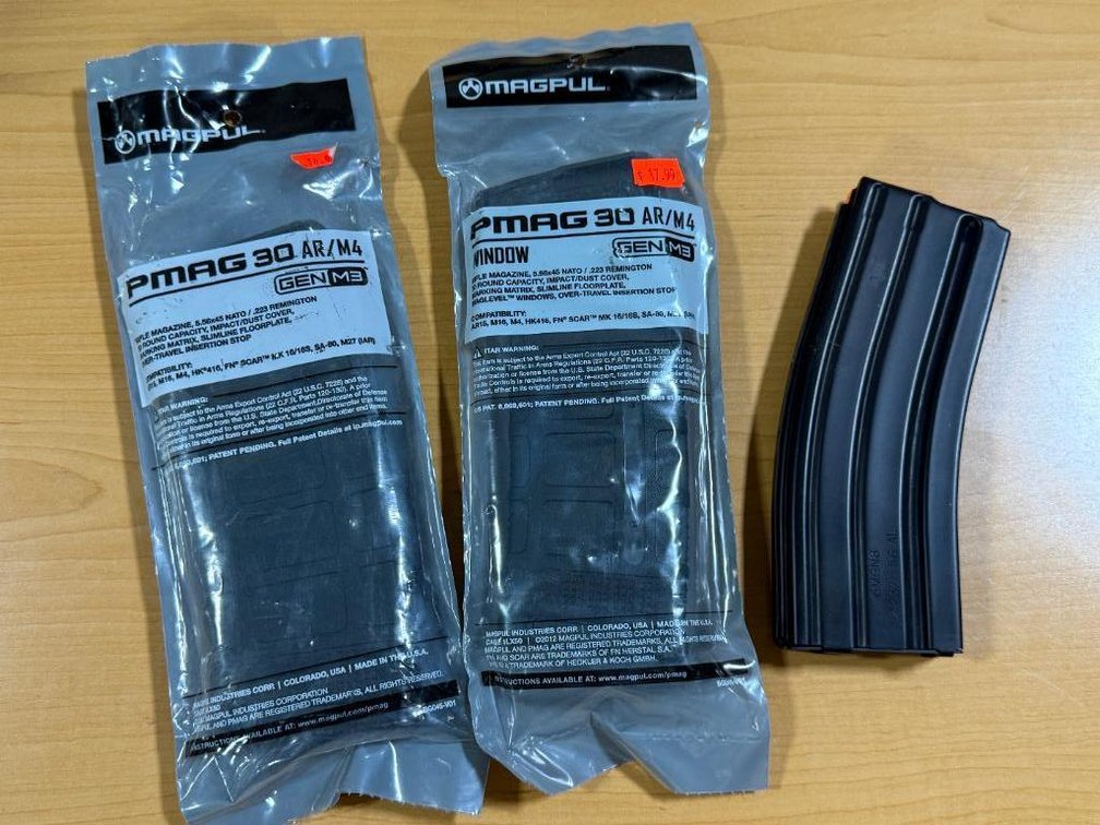 Lot of 3, MagPul PMAG 30 AR/M4 GenM3 Firearms Magazines, 5.56x45 NATO, .223 Remington, 30rnd Cap.