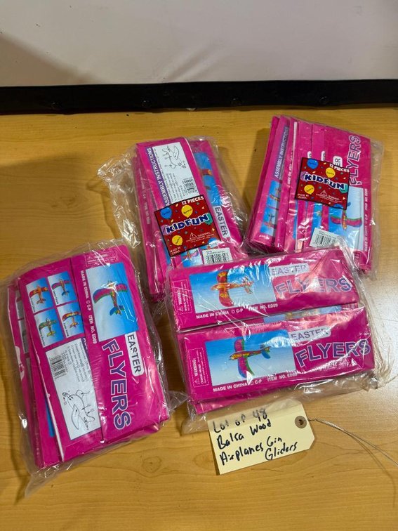Lot of 48 (Four 12 Packs) - Easter Flyers Balsa Wood Airplane 6in Gliders