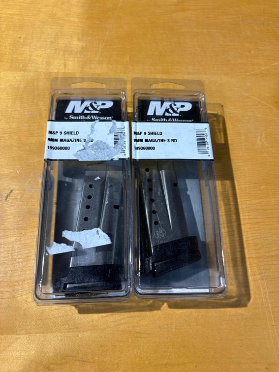 Lot of 2 New, Smith & Wesson M&P 9 Shield 9mm 8 Round Magazines