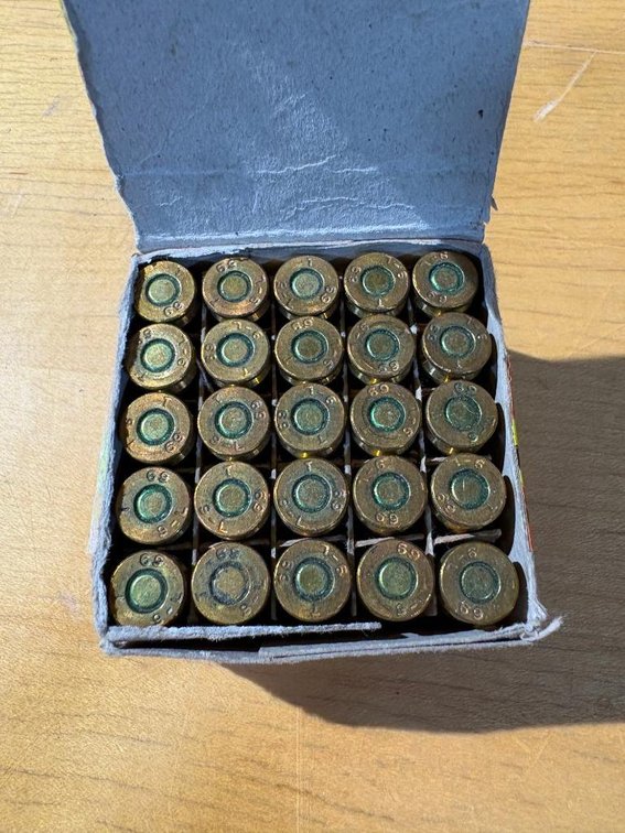 25 Rounds, 9mm Largo, NOS. Dated 3-Jul-1969