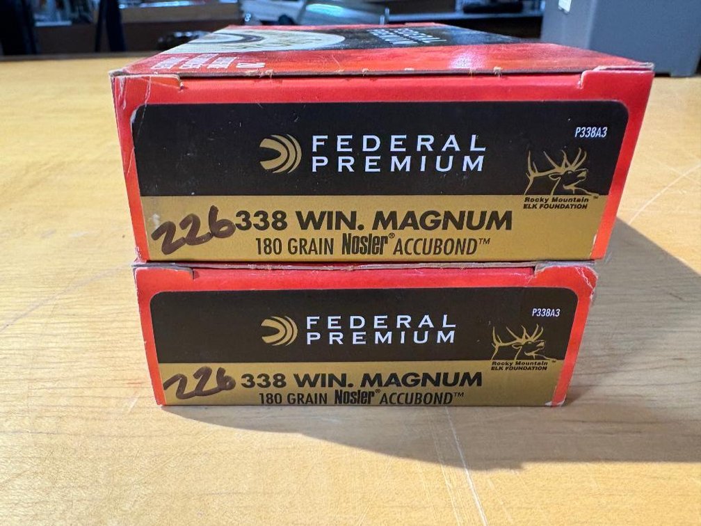 40 Rounds, Federal Premium 338 WIN. Magnum 180 Grain Nosler Accubond Ammunition