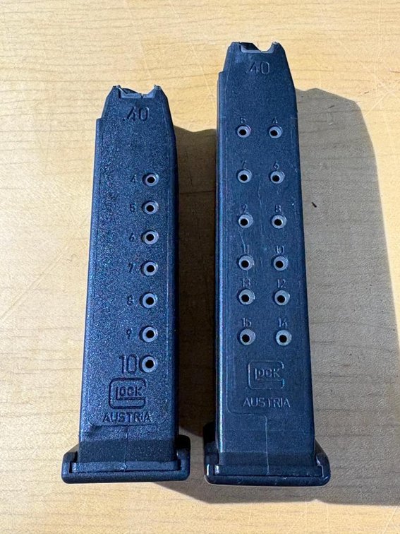 Pair of Glock Pistol Magazines, 10 Round and 14 Round, .40 Caliber