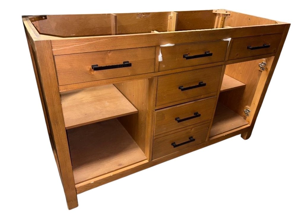 Vanity or Base Cabinet, 6-Drawer, 4-Shelf, 53in x 21in x 33in
