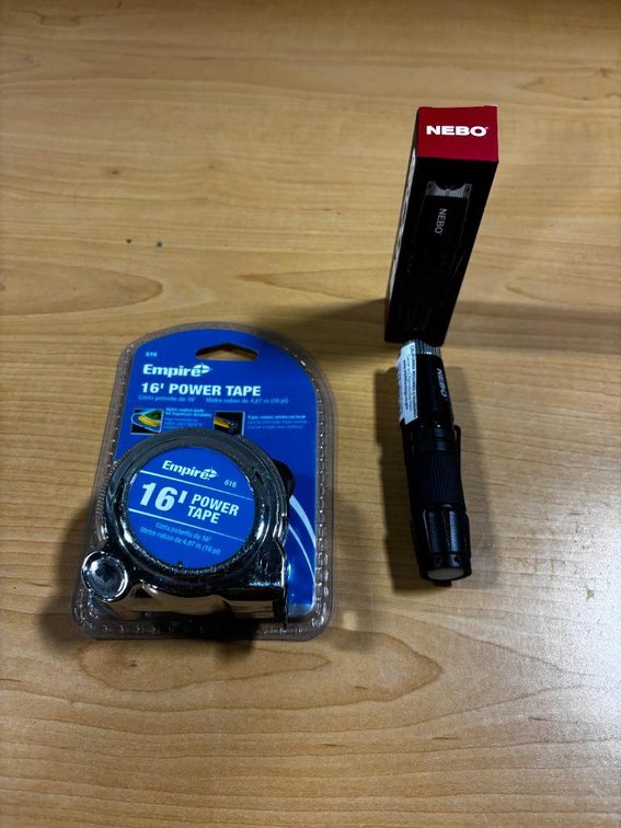 New, NEBO Rechargeable Flashlight & Empire 16ft Tape Measure