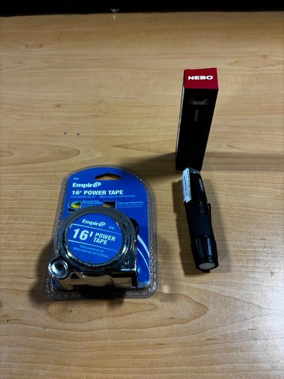 New, NEBO Rechargeable Flashlight & Empire 16ft Tape Measure