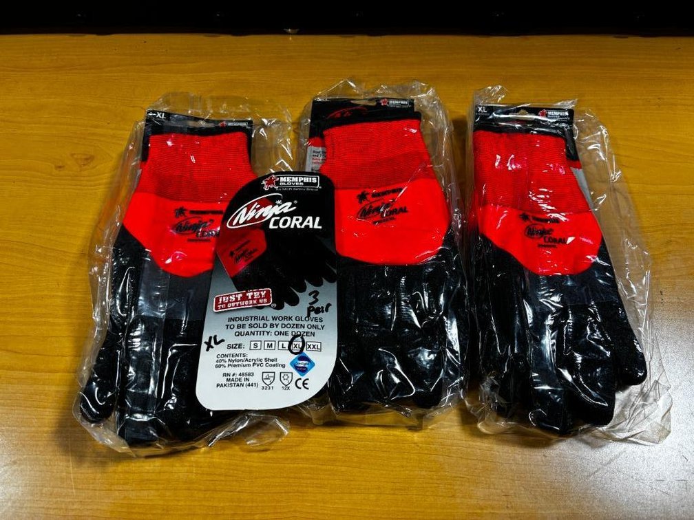 3 New Pair of Ninja Coral Memphis Size XL Industrial Work Gloves